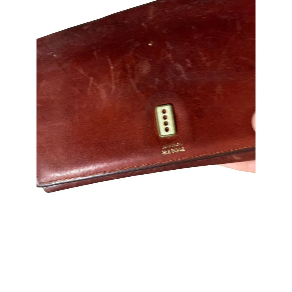 Vintage Rolfs Brown Leather Tri-Fold Clutch Wallet Kiss Lock Coin Purse Mahogany - Picture 5 of 10